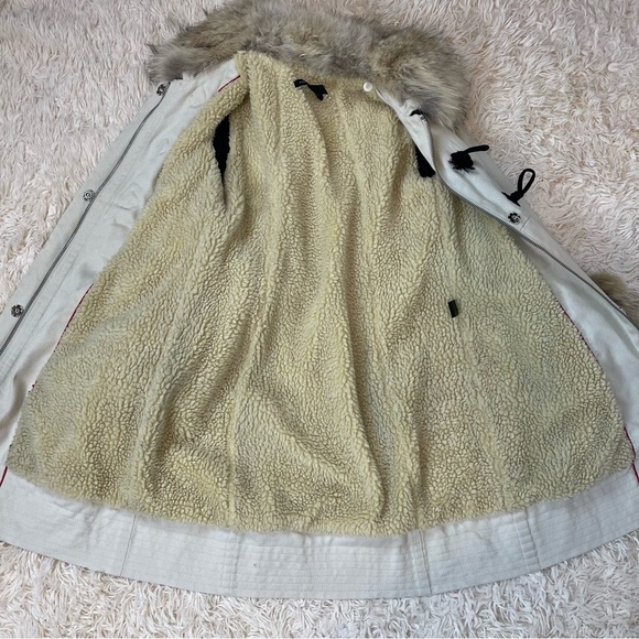 Marc by Marc Jacobs Fur trimmed Lined Pea Coat zip up cream size XS pockets - Picture 7 of 11